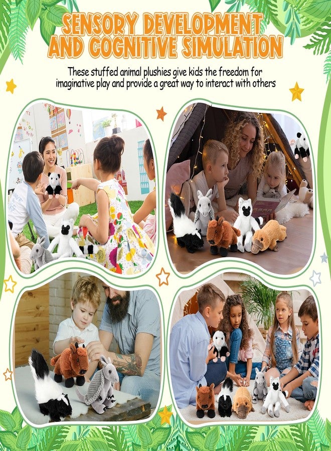 Jenaai 6 Pcs Safari Stuffed Animals Bulk 10 Inch Zoo Wild Plush Toys Set Armadillo Opossum Skunk Bison Lemur Stuffed Animals Valentines Day Gifts for School Classroom Students Prizes - Image 5